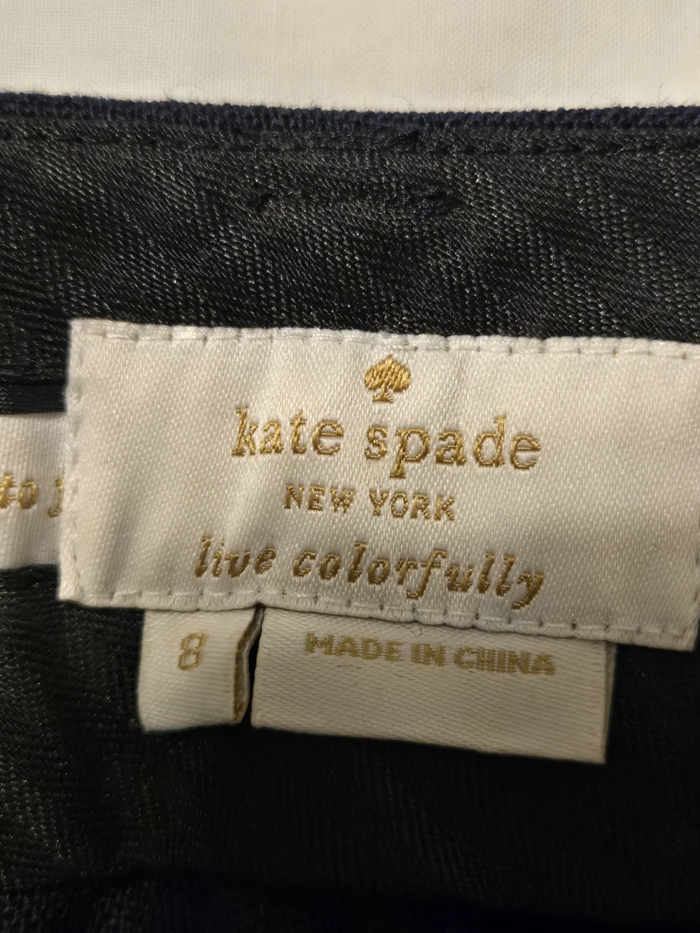 Kate Spade Wool Blend Pleated Pants Navy Blue Black Tuxedo Stripe 8